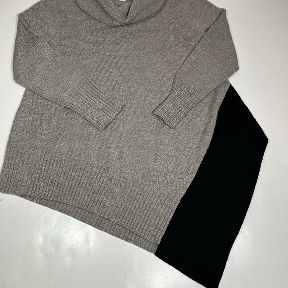 Curio New York Women Tunic Sweater Tan & Black Asymmetrical Hem Cowl Neck Sz XL - Picture 5 of 8